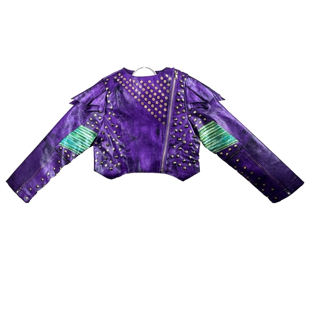 Disney Mal Descendants‎ Purple Studded Faux Leather Jacket Kids 7/8 Costume Coat